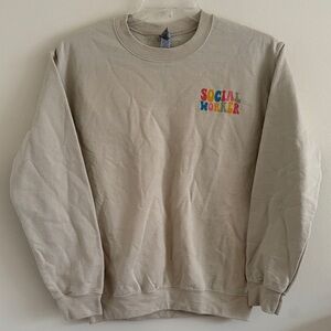 IN MY SOCIAL WORKER ERA SWEATER HAPPY FACE FLORAL GOOD VIBES SIZE SMALL